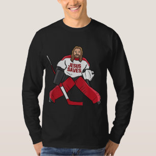 Camiseta Jesús, un divertido hockey, ahorra a un portero de