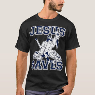 Camiseta Jesús, un gracioso hockey, salva a Goalie