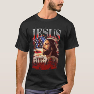 Camiseta Jesus USA America Patriot Meme 90 Bootleg Rap Mer