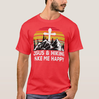 Camiseta Jesús Vintage y Senderismo me hacen feliz excursió
