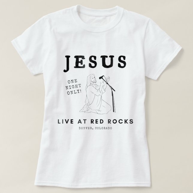 Camiseta Jesús Vive En Rocas Rojas (Diseño del anverso)