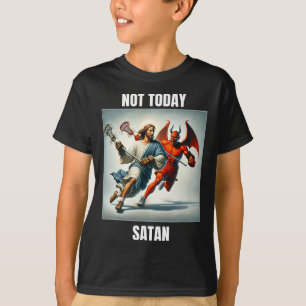 Camiseta Jesús Vs Satan Tocando Lacrosse - No Hoy Satanás