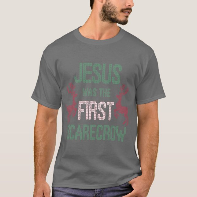 Camiseta Jesus Washe First Scarecrow Funny Christian Ugly C (Anverso)