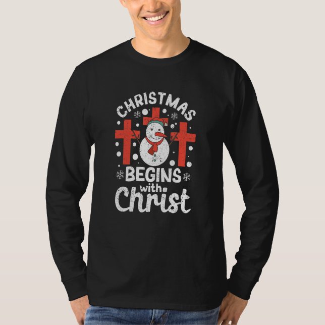 Camiseta Jesus Xmas Pajamas Christian Christmas Begins With (Anverso)