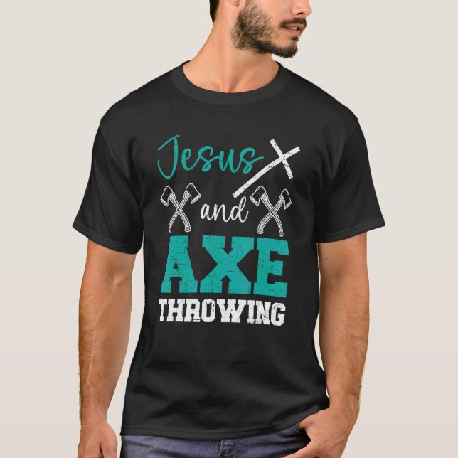 Camiseta Jesús Y Axe Lanzando Hatchet Cristiano Thrower R (Anverso)