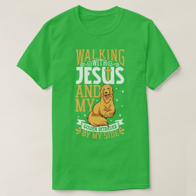 Camiseta Jesús y el perro Golden Retriever (Diseño del anverso)