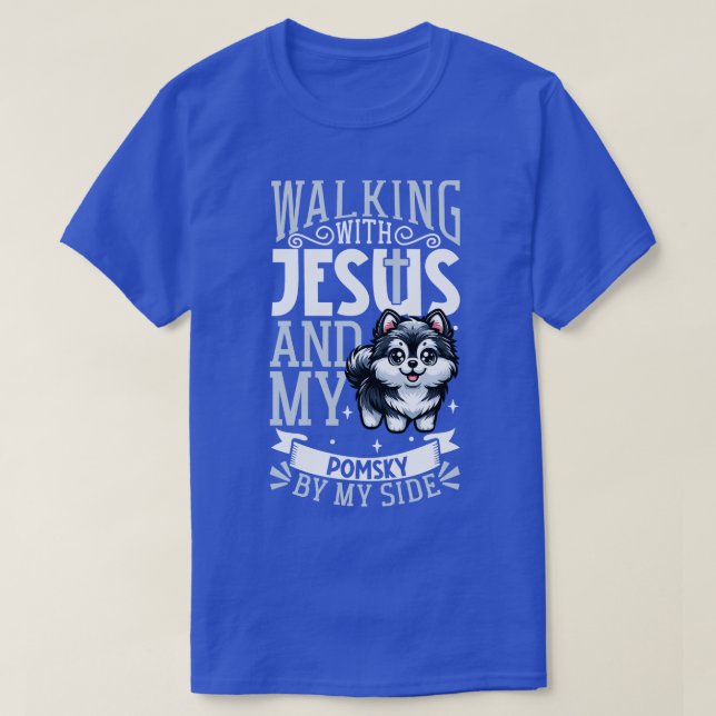 Camiseta Jesús y el perro Pomsky (Diseño del anverso)