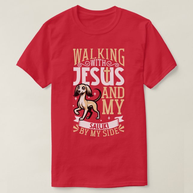 Camiseta Jesús y el perro Saluki (Diseño del anverso)