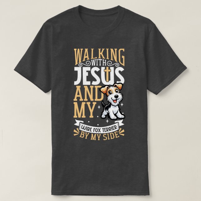 Camiseta Jesús y el perro Wire fox terrier (Diseño del anverso)