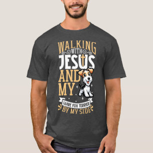 Camiseta Jesús y el perro Wire fox terrier