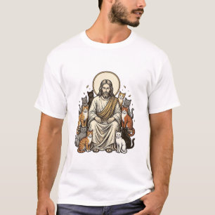 Camiseta Jesús y Gatos Vintage