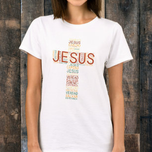 Camiseta Jesús y la fe cruzan el español cristiano de las m