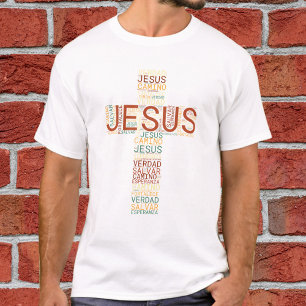 Camiseta Jesús y la fe cruzan el español cristiano de los h