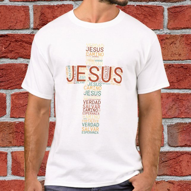 Camiseta Jesús y la fe cruzan el español cristiano de los h (Subido por el creador)