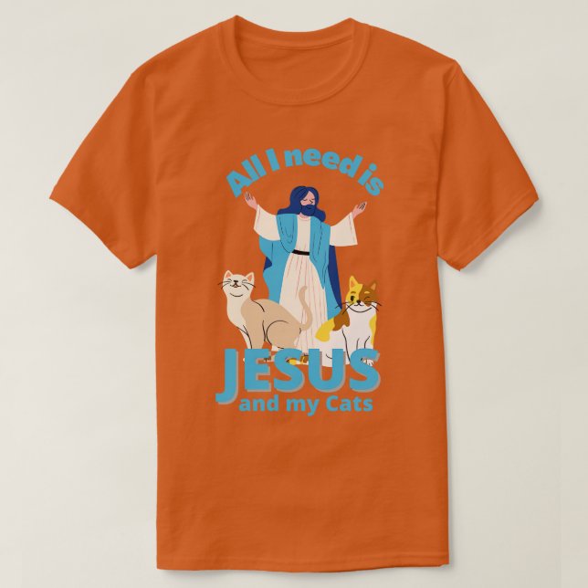 Camiseta Jesús Y Mis Gatos Humor Cristiano Diversión (Diseño del anverso)