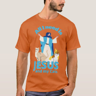 Camiseta Jesús Y Mis Gatos Humor Cristiano Diversión