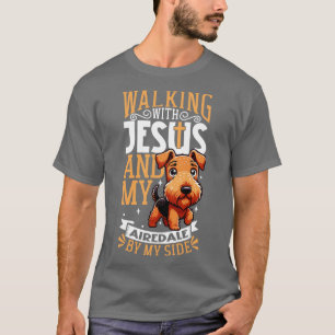 Camiseta Jesús y perro Airedale Terrier
