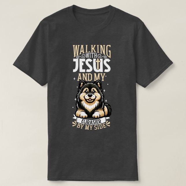 Camiseta Jesús y perro Eurasier (Diseño del anverso)