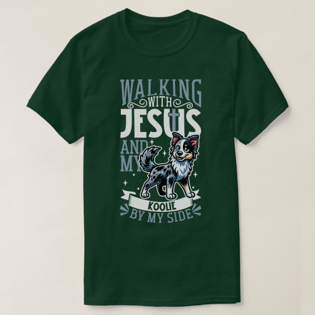 Camiseta Jesús y perro Koolie australiano (Diseño del anverso)