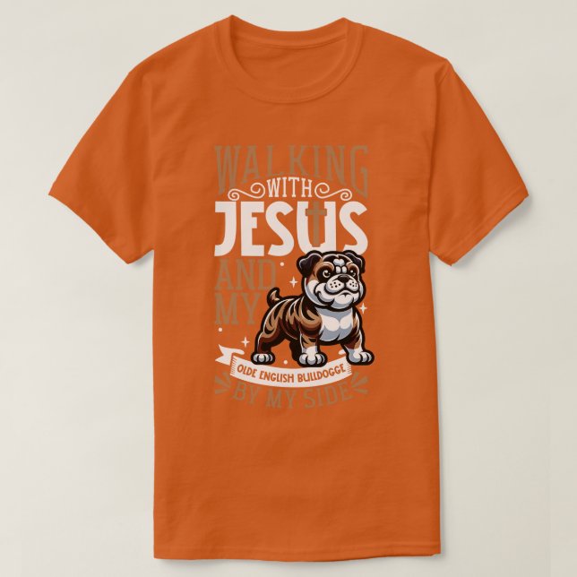 Camiseta Jesús y perro Olde English Bulldogge (Diseño del anverso)