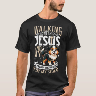 Camiseta Jesús y perro Pastor inglés