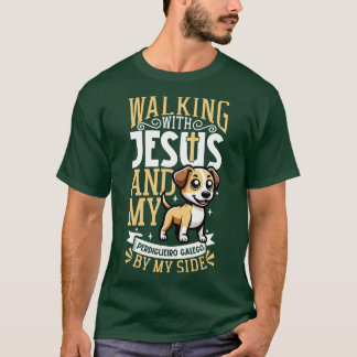 Camiseta Jesús y perro Perdigueiro Galego