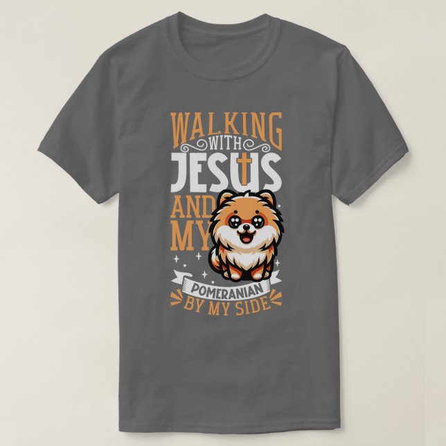 Camiseta Jesús y perro Pomerania (Diseño del anverso)