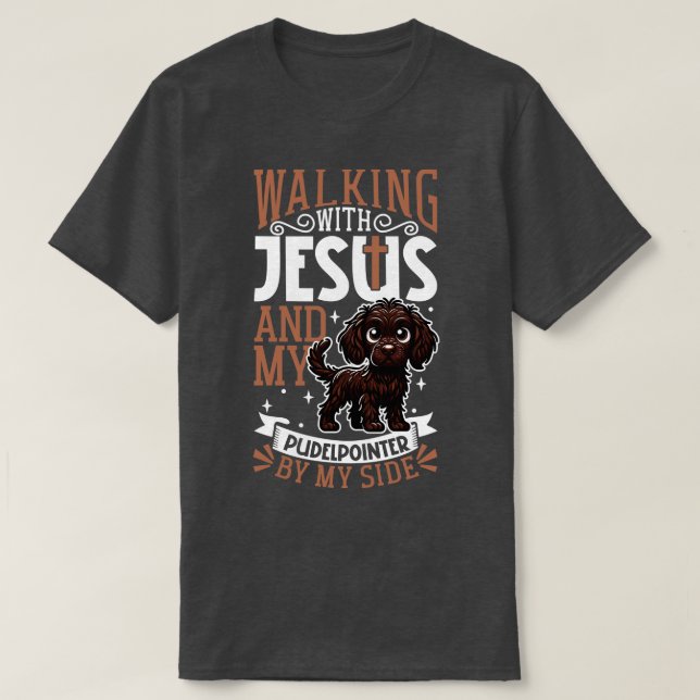Camiseta Jesús y perro Pudelpuntero (Diseño del anverso)