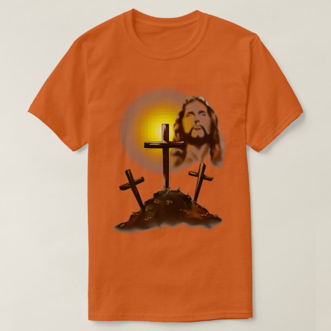 Camiseta Jesús y tres cruces (Diseño del anverso)