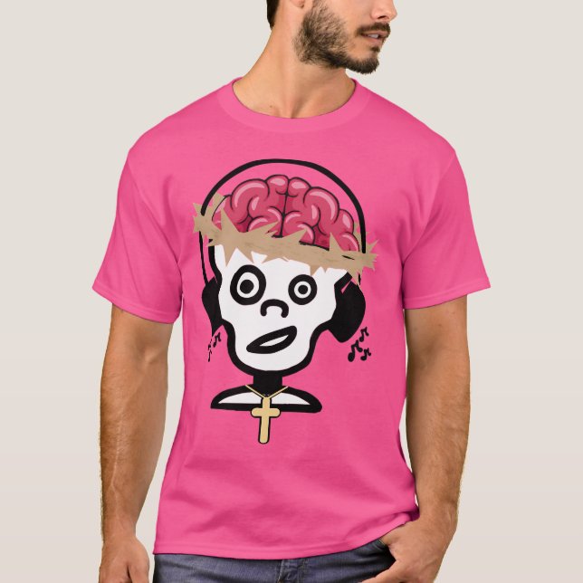Camiseta Jesús Zombie Disfrutando Música Con Auriculares Ne (Anverso)