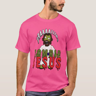 Camiseta Jesús Zombie espeluznante quiere CEREBROS Humor de