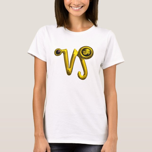 CAMISETA JEWEL DE RÓTULO CAPRICORN GOLD ZODIAC (Anverso)