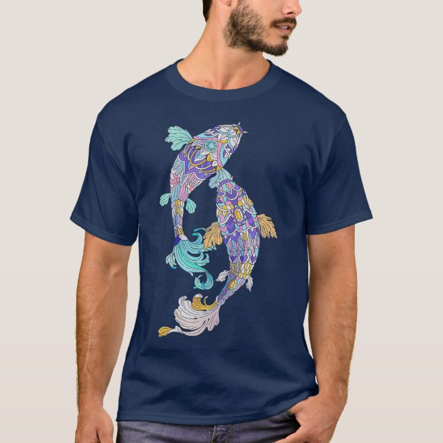 Camiseta Jeweld Koi Fish Koi Lover Turquoise Purple Pink (Anverso)