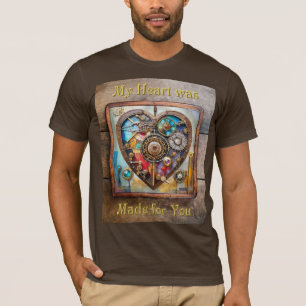 Camiseta Jewels y corazón de vidrio emplomado serie Steampu