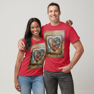 Camiseta Jewels y corazón de vidrio emplomado serie Steampu