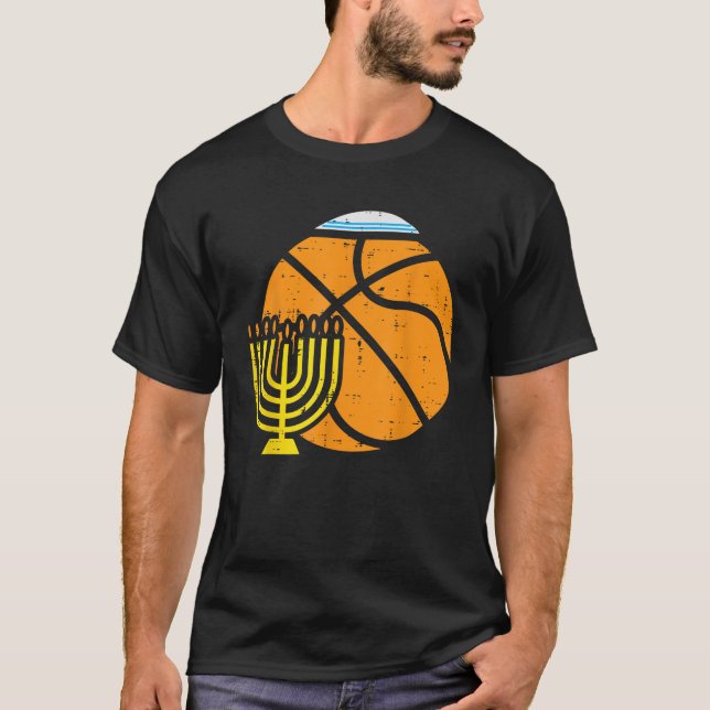 Camiseta Jewish Basketball Menorah Hanukkah Chanukah Sport  (Anverso)