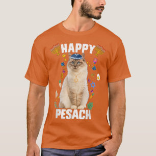 Camiseta Jewish Cat kippah Happy Pesach Matzah Passover Hol