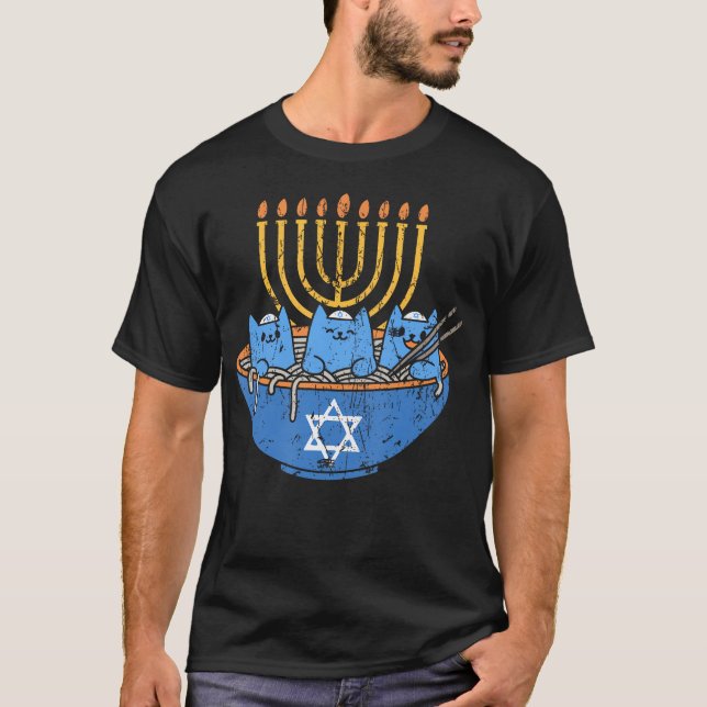 Camiseta Jewish Cats Ramen Kitten Anime Hanukkah 	 - Unisex (Anverso)