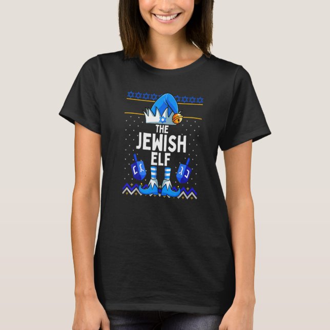 Camiseta Jewish Elf Matching Family Christmas Hanukkah Chan (Anverso)