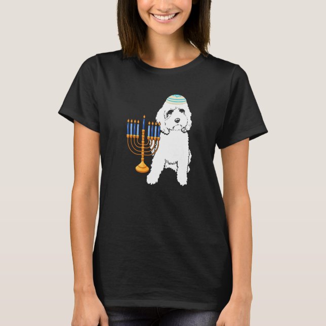 Camiseta Jewish Poodle Dog Menorah Hanukkah Pajamas Chanuka (Anverso)