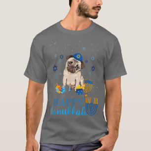 Camiseta Jewish Pug Dog Menorah Hat Chanukah Hanukkah Chris