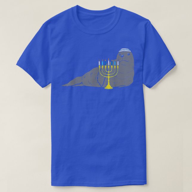 Camiseta Jewish Seal Menorah Animal Hanukkah Pajamas Chanuk (Diseño del anverso)