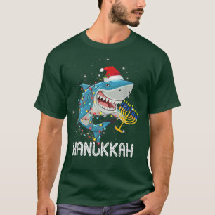 Camiseta Jewish Shark Menorah Funny Hanukkah Chanukah Anima