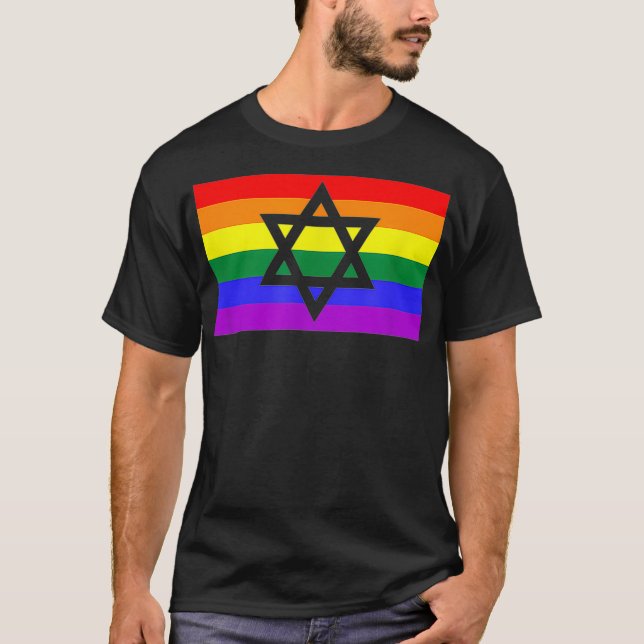 Camiseta Jewish Star of David LGBTQ Gay Pride Flag Stuff Qu (Anverso)