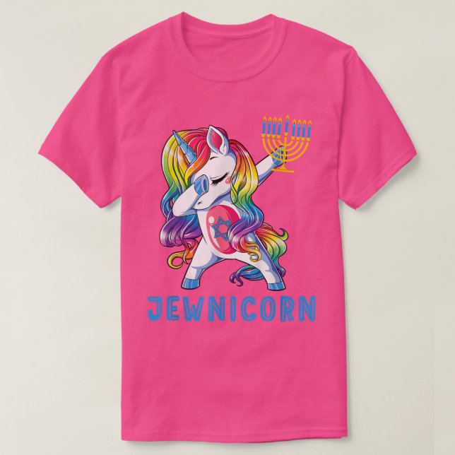 Camiseta Jewnicorn Funny Hanukkah Unicorn Chicas judías muj (Diseño del anverso)