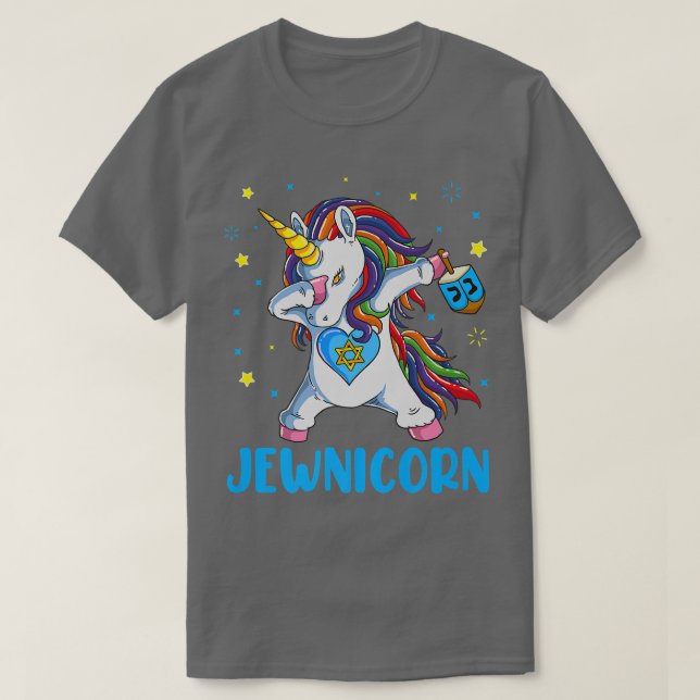 Camiseta Jewnicorn Funny Hanukkah Unicorn Dreidel Girl Wome (Diseño del anverso)