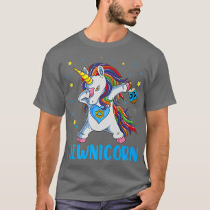 Camiseta Jewnicorn Funny Hanukkah Unicorn Dreidel Girl Wome