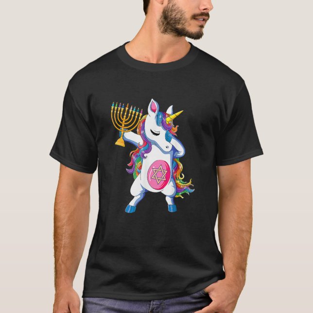Camiseta Jewnicorn  Hanukkah Unicorn Girl Women Pajamas (Anverso)