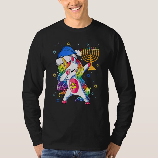 Camiseta Jewnicorn Hanukkah Unicorn Girl Women Pajamas (Anverso)