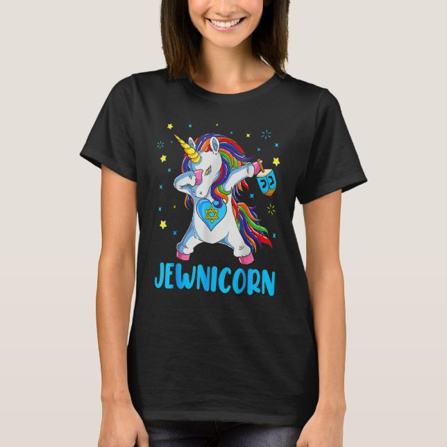 Camiseta Jewnicorn  Hanukkah Unicorn Girl Women Pjs (Anverso)